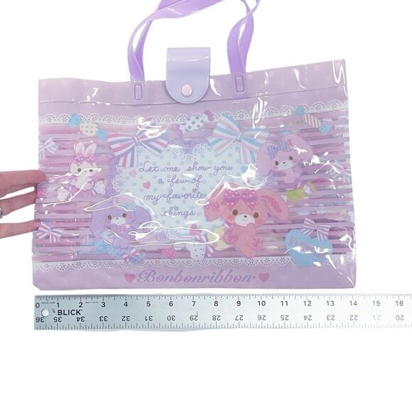 Sanrio BonBonRibbon Candy Vinyl Tote Bag w/Snap Pink Bow Cute 2012, 2015 Rare - Picture 10 of 12